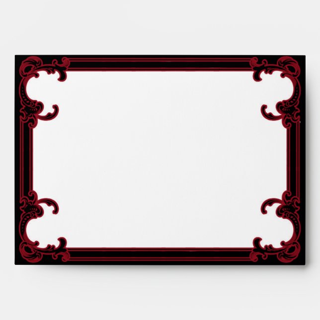Elegant Red Gothic Frame Wedding Envelope (Front)