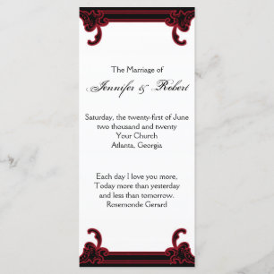 Elegant Red Gothic Frame Wedding Program Programme