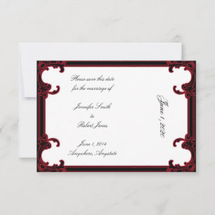 Elegant Red Gothic Frame Wedding Save the Date