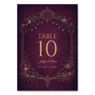 Elegant Red Gothic Halloween Wedding Table number