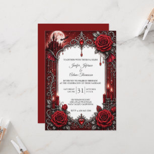 Elegant Red Gothic Wedding Invitation