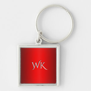 Elegant Red Gradient Personal Initials Key Ring