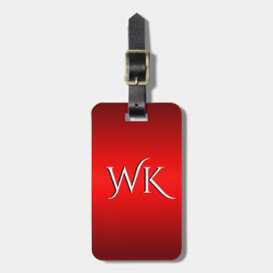 Elegant Red Gradient to Black Monogram Luggage Tag