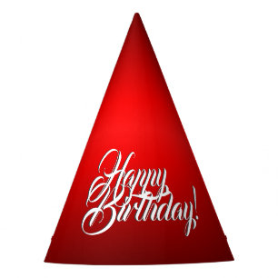 Elegant Red Gradient w Text of Choice Party Hat