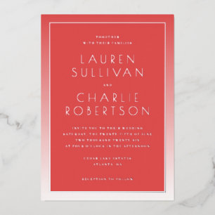 Elegant Red Gradient Wedding Invitation