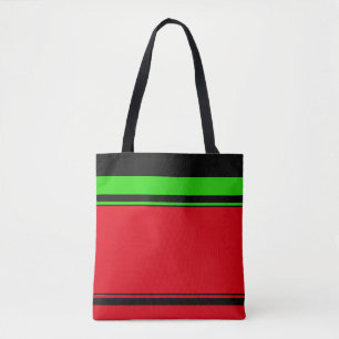 Elegant Red Green Black Stripe Holiday Specific Tote Bag