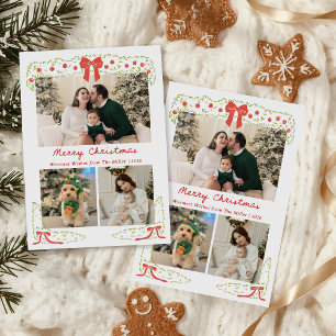 Elegant Red Green Christmas Photo Holiday Card