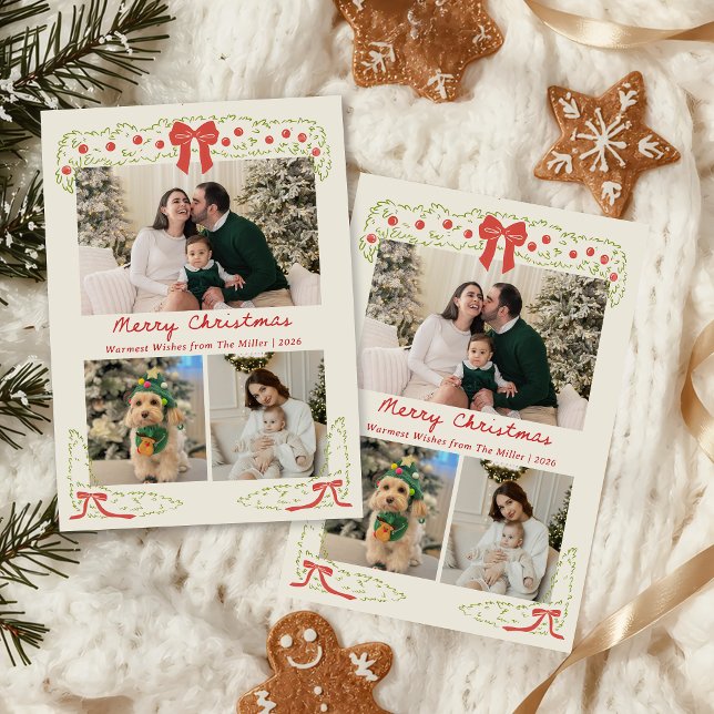Elegant Red Green Christmas Photo Holiday Card (Creator Uploaded)