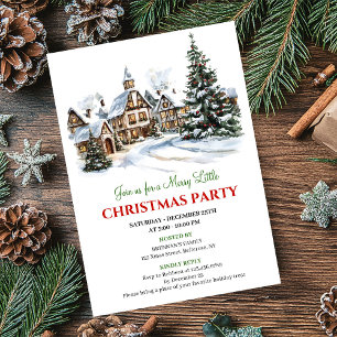 Elegant red green festive city Christmas party   Invitation