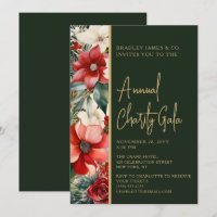 Elegant Red Green Floral Charity Event Gala Party