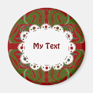 Elegant Red Green Pattern and Lace Magnet