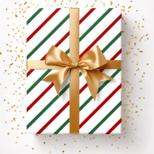 Elegant Red Green Stripes Christmas Wrapping Paper