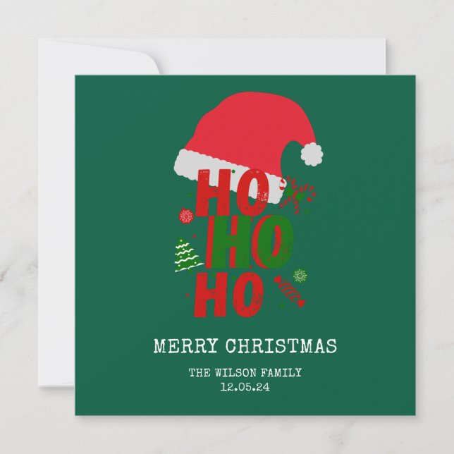 Elegant Red Green White Merry Christmas Invitation (Front)