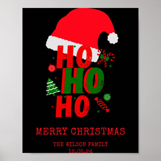 Elegant Red Green White Merry Christmas T Shirt  Poster (Front)