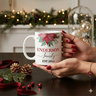 Elegant Red Greenery holiday Coffee Mug