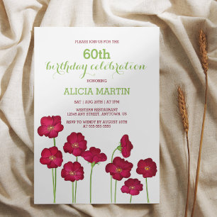 Elegant Red Growing Wildflower Birthday Party Invitation