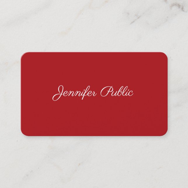 Elegant Red Handwritten Name Professional Modern Business Card (Front)