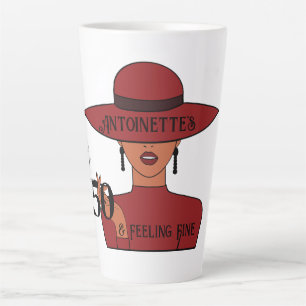 Elegant Red Hat 50th Birthday Latte Mug