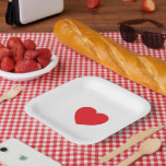 Elegant Red Heart 7" Sqr Personalised Paper Plate<br><div class="desc">Celebrate love with this elegant 7" square personalised paper plate featuring a charming red heart design. Ideal for weddings, anniversaries, and romantic events, it blends style with convenience. Customise with names or a special message to add a personal touch. Durable, disposable, and perfect for memorable gatherings.</div>