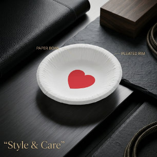 Elegant Red Heart 9 Inch Personalised Paper Bowl Plate