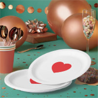 Elegant Red Heart 9 Inch Personalised Paper Plate