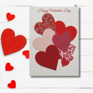 Elegant Red Heart Collage Valentine’s Day Card