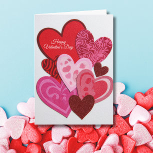 Elegant Red Heart Collage Valentine’s Day Card