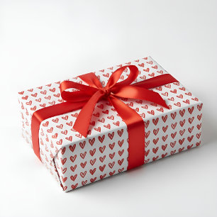 Elegant Red Heart Sketch Wrapping Paper - Perfect 