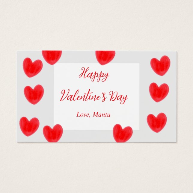 Elegant Red Heart Valentine's Day Gift Tag (Front)