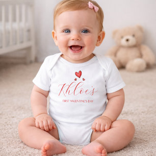 Elegant Red Hearts Baby Bodysuit 
