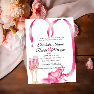 Elegant Red Hearts Champagne Glass Invitation