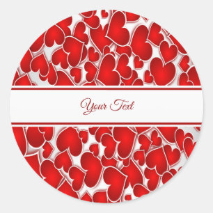 Elegant Red Hearts Classic Round Sticker