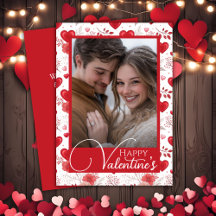 Elegant Red Hearts Happy Valentine's Custom Photo