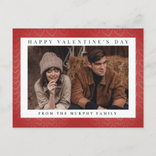 Elegant Red Hearts Happy Valentine's Day 1 Photo H Holiday Postcard