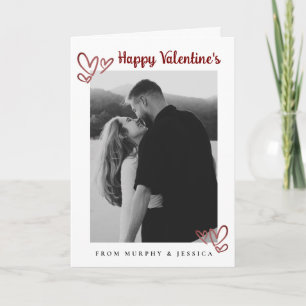 Elegant Red Hearts Happy Valentine's Day 1 Photo Holiday Card