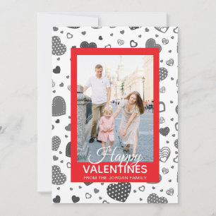 Elegant Red Hearts Happy Valentine's Day 1 Photo Holiday Card
