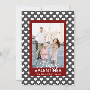 Elegant Red Hearts Happy Valentine's Day 1 Photo Holiday Card