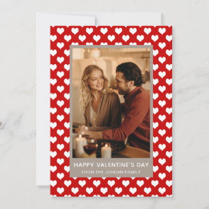 Elegant Red Hearts Happy Valentine's Day 1 Photo Holiday Card