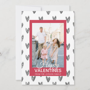 Elegant Red Hearts Happy Valentine's Day 1 Photo Holiday Card