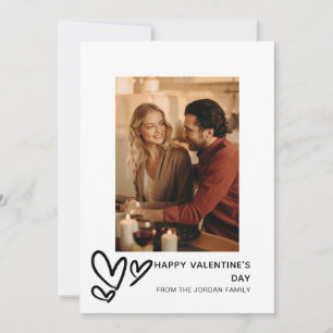 Elegant Red Hearts Happy Valentine's Day 1 Photo Holiday Card