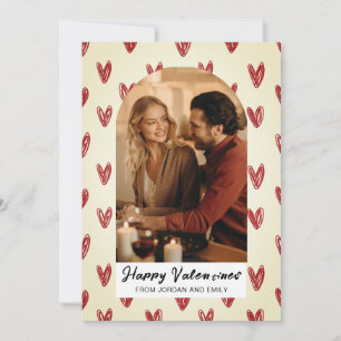 Elegant Red Hearts Happy Valentine's Day 1 Photo Holiday Card