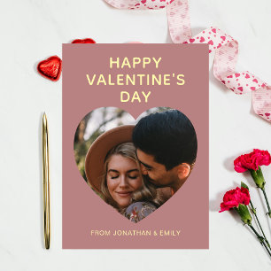 Elegant Red Hearts Happy Valentine's Day 1 Photo Holiday Card