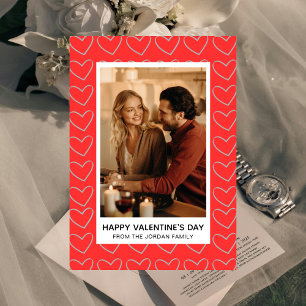 Elegant Red Hearts Happy Valentine's Day 1 Photo Holiday Card
