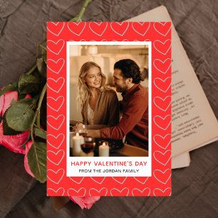 Elegant Red Hearts Happy Valentine's Day 1 Photo Holiday Card