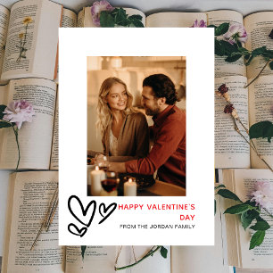 Elegant Red Hearts Happy Valentine's Day 1 Photo Holiday Card