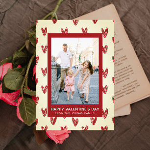 Elegant Red Hearts Happy Valentine's Day 1 Photo Holiday Card