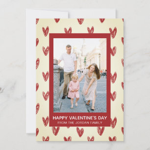 Elegant Red Hearts Happy Valentine's Day 1 Photo Holiday Card