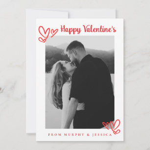 Elegant Red Hearts Happy Valentine's Day 1 Photo Holiday Card