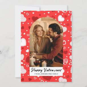 Elegant Red Hearts Happy Valentine's Day 1 Photo Holiday Card