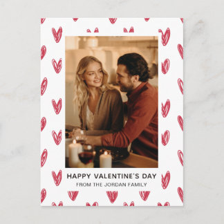Elegant Red Hearts Happy Valentine's Day 1 Photo Holiday Postcard